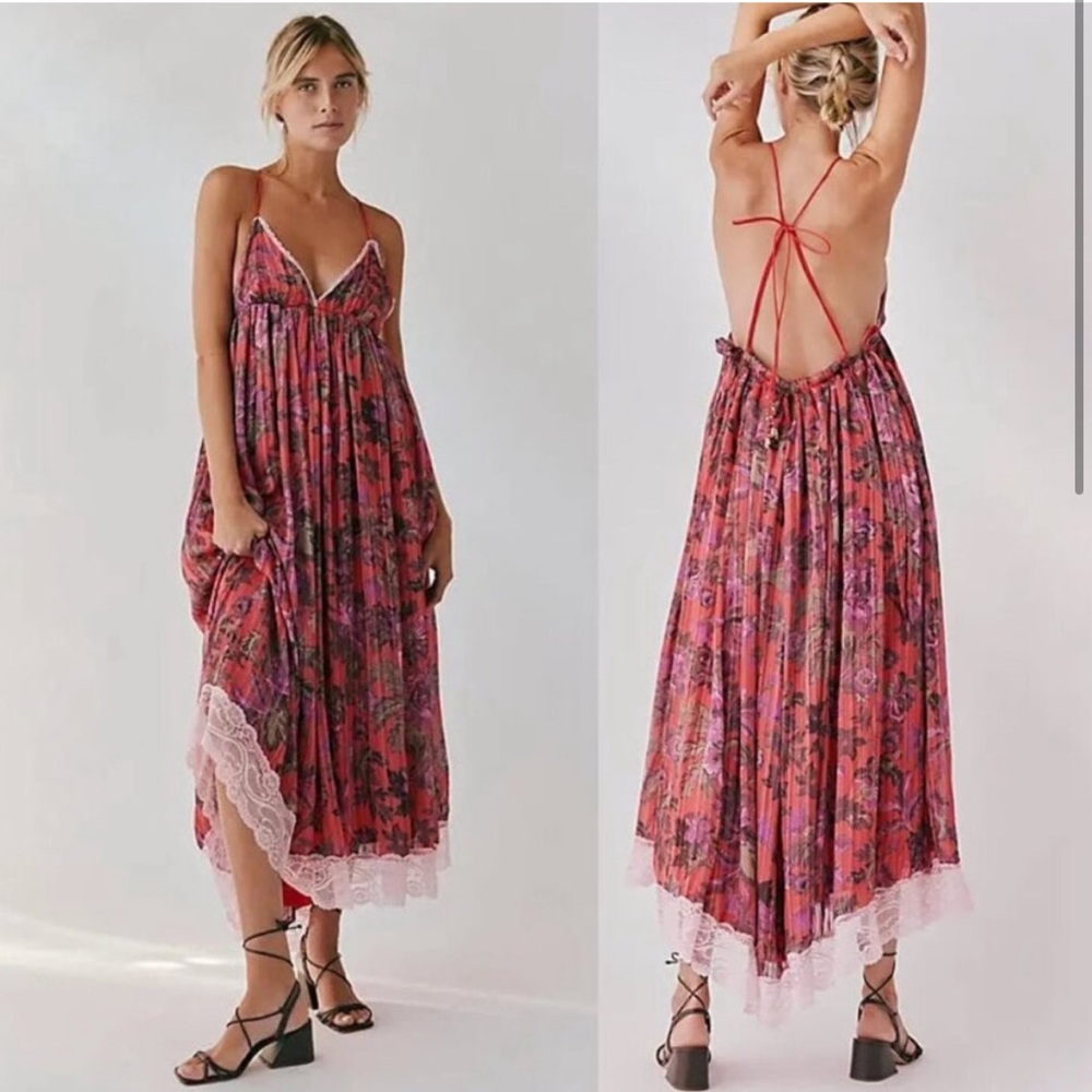 Free People Red Floral Maxi Dress